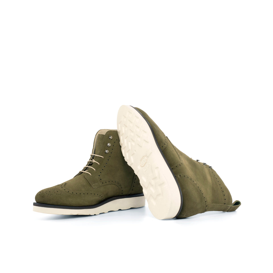 Military Brogue Khaki Lux Suede