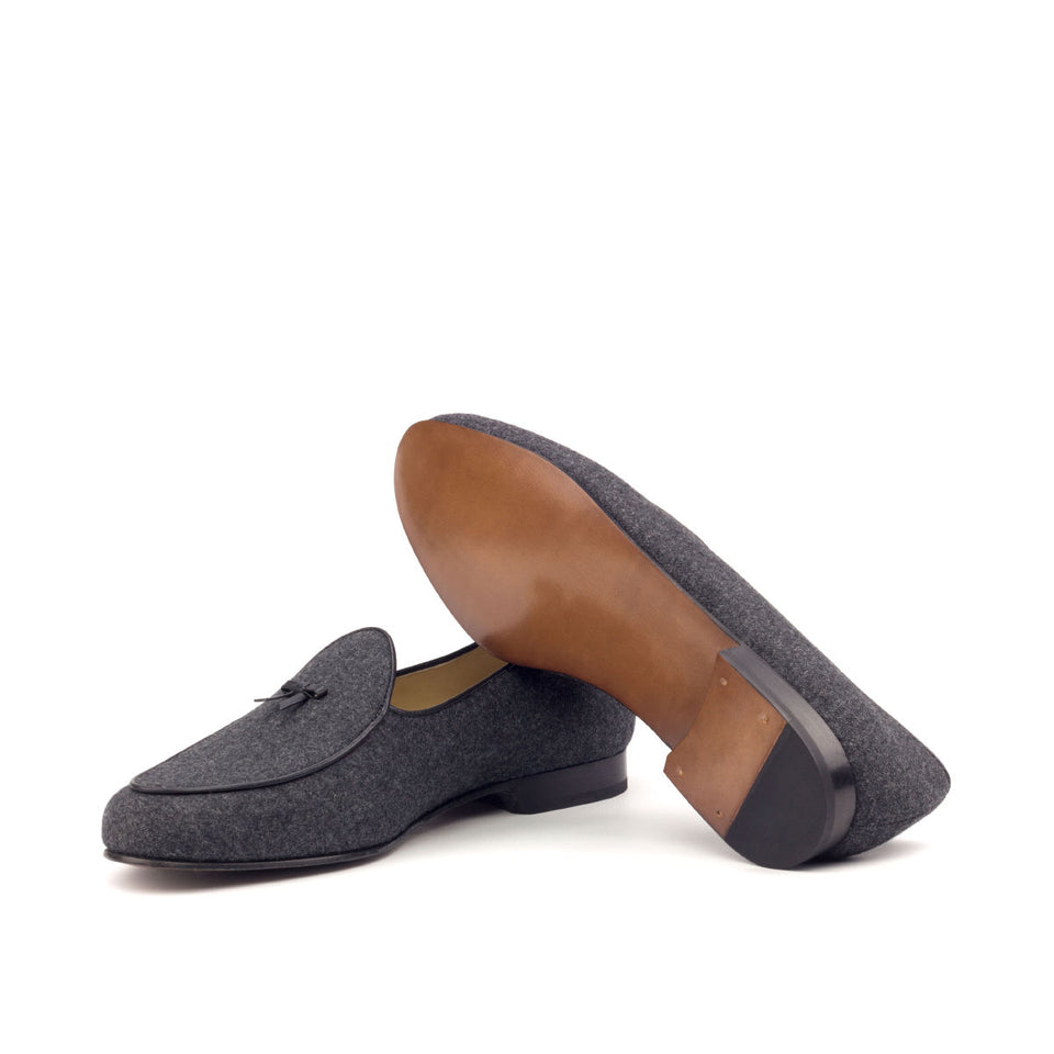 Belgian Slippers Bow Flannel Grey