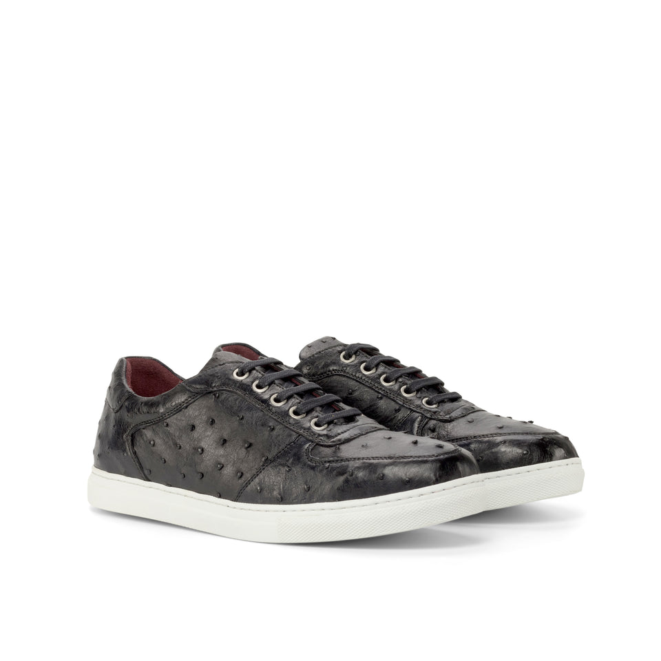Low Top Trainer Blk Exotic Ostrich